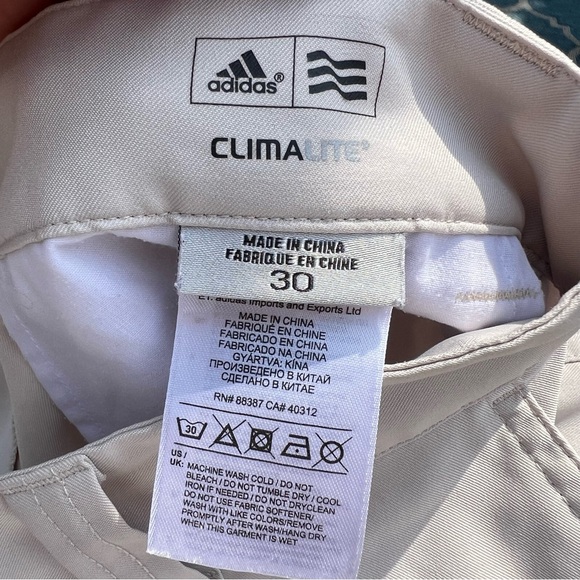 Adidas Mens Climalite Golf Shorts Flat Front Beige Size 30 - Picture 7 of 8